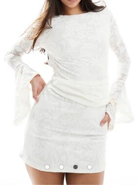 ASOS White Lace Bell-Sleeve Mini Dress